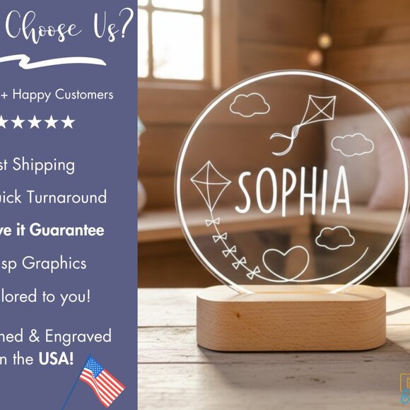 Custom Kite LED Lamp – Unique Playful Nightlight for Kids’ Rooms - Picture 4 of 8